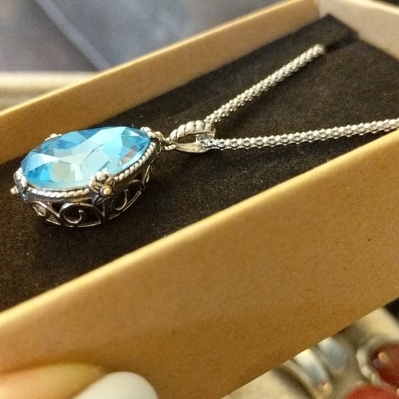 Swarovski topaz sterling and 14k gold necklace - Picture 3 of 4